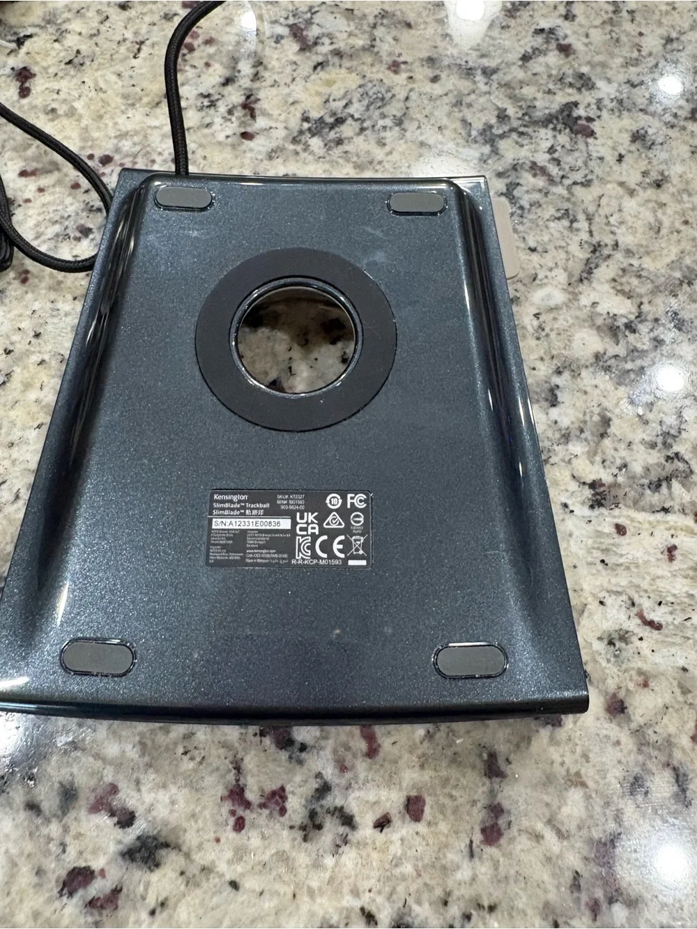 Kensington SlimBlade Trackball mouse gray & red Preowned working condition